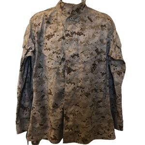USMC Marine Corp Military Hunting Camo Shirt Jacket Button Down Med Long